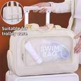 Beige Durable Waterproof Swim Bag with Shoe Compartment & Wet Dry Separation, High-Capacity Travel Tote Bag for Swimming Gym and Beach Trips, 37 x 14.5 x 24cm