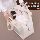 Beige Durable Waterproof Swim Bag with Shoe Compartment & Wet Dry Separation, High-Capacity Travel Tote Bag for Swimming Gym and Beach Trips, 37 x 14.5 x 24cm - Rear View