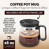 16Oz Mini Brewing Glass Coffee Mug Set with Leakproof Travel Lid, Ergonomic Handle and 2 Reusable Metal Straws for Camping Office and Home, Coffee Lovers' Top Choice - Side View