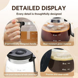 16Oz Mini Brewing Glass Coffee Mug Set with Leakproof Travel Lid, Ergonomic Handle and 2 Reusable Metal Straws for Camping Office and Home, Coffee Lovers' Top Choice - Rear View