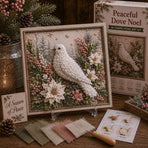 Peaceful Dove 3D Fabric Poke Art Kit - 20 x 20cm No Sew DIY Craft Set with Pre Cut Fabric and Poking Tool, Christmas Handmade Decor and Gift Activity