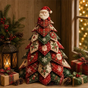 Santa Claus Themed DIY Fabric Quilted Christmas Tree Kit for Handmade Layered Festive Tabletop Tree, Christmas Home Decor and Holiday Craft Gift