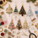 DIY Christmas Tree Beaded Ornament Kit - Candy Christmas Tree Handmade Bead Craft Hanging Decoration for Gift Making and Holiday Decor