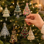 DIY Christmas Tree Beaded Ornament Kit - Candy Christmas Tree Handmade Bead Craft Hanging Decoration for Gift Making and Holiday Decor