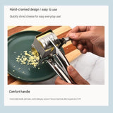 Stainless Steel Hand Crank Cheese Grater（Flat-blade planer+3-4 hole planer+5-6 hole planer+7-8 hole planer+9-10 hole planer） - Rotary Drum Shredder for Cheese, Chocolate and Butter - Ergonomic Handle Kitchen Gadget for Home Cooking and Baking