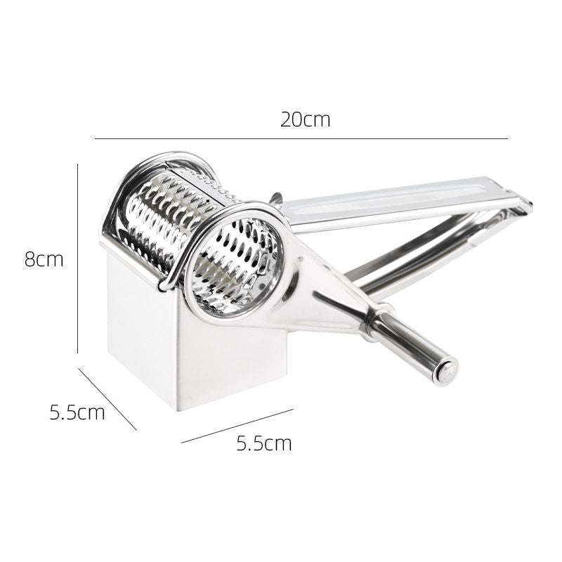 Stainless Steel Hand Crank Cheese Grater（Flat-blade planer+3-4 hole planer+5-6 hole planer+7-8 hole planer+9-10 hole planer） - Rotary Drum Shredder for Cheese, Chocolate and Butter - Ergonomic Handle Kitchen Gadget for Home Cooking and Baking