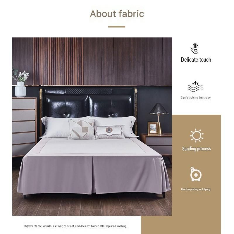 Blue 137x190x38cm Elastic Bed Skirt - Thickened Polyester Fitted Valance with Double-Layer High-Stretch Band, Wrinkle-Resistant Drop