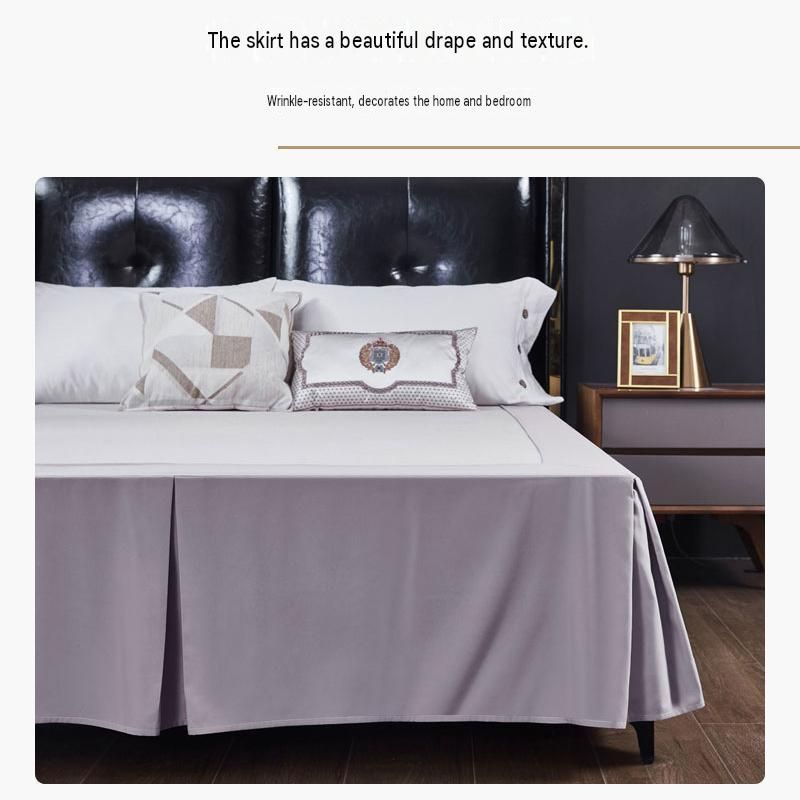 Blue 137x190x38cm Elastic Bed Skirt - Thickened Polyester Fitted Valance with Double-Layer High-Stretch Band, Wrinkle-Resistant Drop
