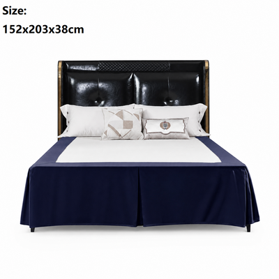 Blue 152x203x38cm Elastic Bed Skirt - Thickened Polyester Fitted Valance with Double-Layer High-Stretch Band, Wrinkle-Resistant Drop