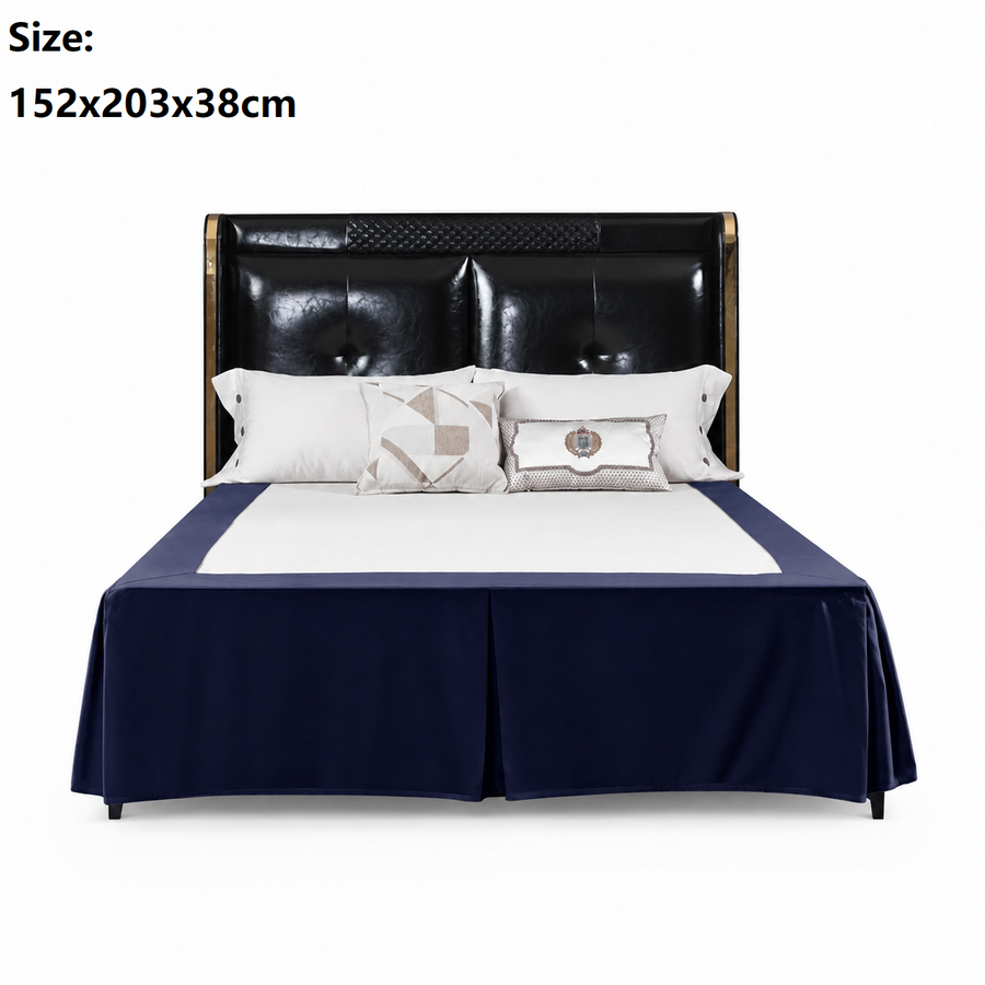 Blue 152x203x38cm Elastic Bed Skirt - Thickened Polyester Fitted Valance with Double-Layer High-Stretch Band, Wrinkle-Resistant Drop