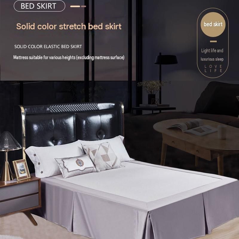 White 152x203x38cm Elastic Bed Skirt - Thickened Polyester Fitted Valance with Double-Layer High-Stretch Band, Wrinkle-Resistant Drop