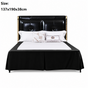 Black 137x190x38cm Elastic Bed Skirt - Thickened Polyester Fitted Valance with Double-Layer High-Stretch Band, Wrinkle-Resistant Drop