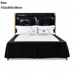 Black 152x203x38cm Elastic Bed Skirt - Thickened Polyester Fitted Valance with Double-Layer High-Stretch Band, Wrinkle-Resistant Drop