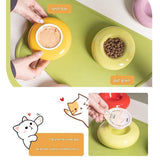 Purple Ceramic Pet Donut Bowl - 50ml  Food Dish for Cats and Small Dogs - Non Slip Base, Easy Clean Glaze, Compact Snack Feeder, Pastel Colours, Home and Travel Use - Rear View
