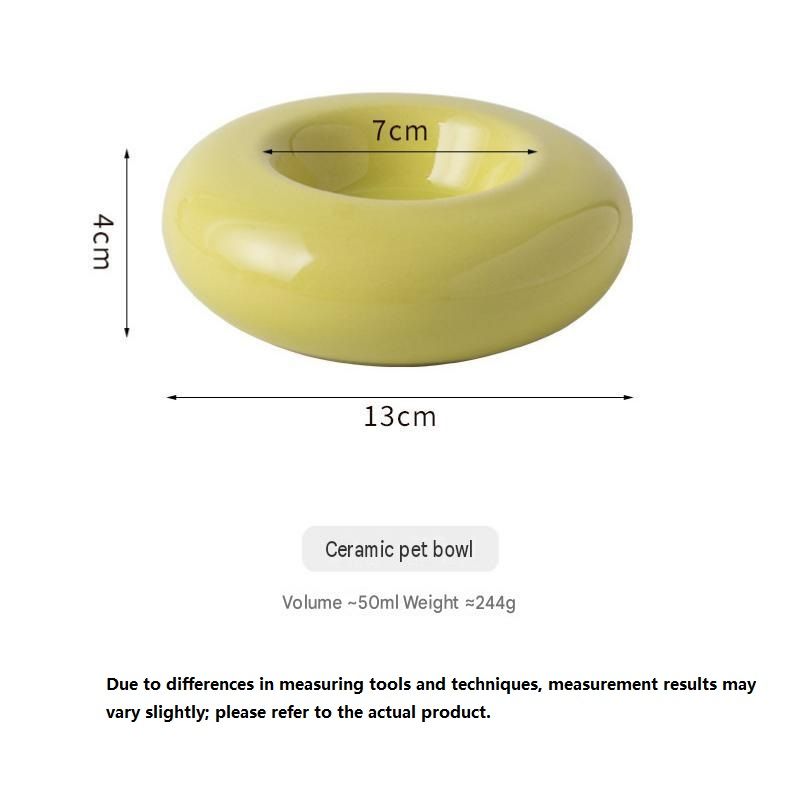 Purple Ceramic Pet Donut Bowl - 50ml  Food Dish for Cats and Small Dogs - Non Slip Base, Easy Clean Glaze, Compact Snack Feeder, Pastel Colours, Home and Travel Use