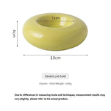 Purple Ceramic Pet Donut Bowl - 50ml  Food Dish for Cats and Small Dogs - Non Slip Base, Easy Clean Glaze, Compact Snack Feeder, Pastel Colours, Home and Travel Use - Low Angle