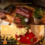 Santa-shaped Christmas stocking—45cm high fabric gift bags, suitable for decorating fireplace mantels and hanging Christmas trees