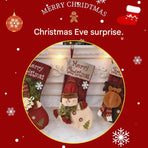 3 pack Reindeer-shaped Christmas stocking—45cm high fabric gift bags, suitable for decorating fireplace mantels and hanging Christmas trees