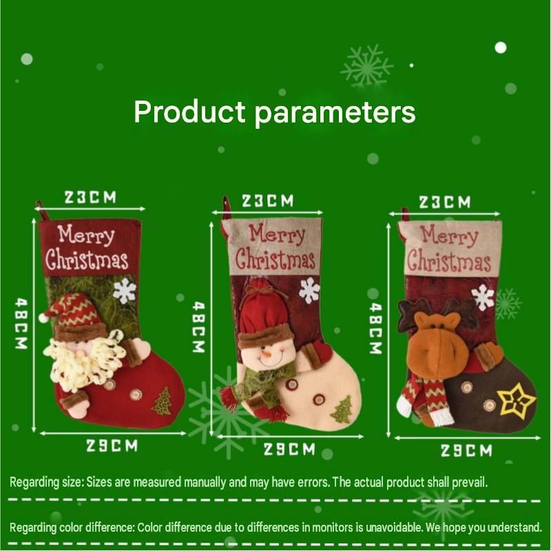 3 pack Snowman-shaped Christmas stocking—45cm high fabric gift bags, suitable for decorating fireplace mantels and hanging Christmas trees