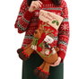 Snowman-riding-a-deer Christmas stocking - Large Plush  Hanging Gift Bag, Festive Fireplace Mantel Decor and Holiday Party Ornament