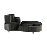 Large pen holder rotating storage tray, black - Side View