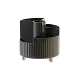 Large pen holder rotating storage tray, black - Top-Down View