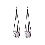 2 Pack Macrame Plant Hanger (Black)- 90cm Cotton Rope Hanging Planter Basket with Beads, Boho Home Decor for Indoor Outdoor Plants