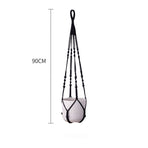 2 Pack Macrame Plant Hanger (Black)- 90cm Cotton Rope Hanging Planter Basket with Beads, Boho Home Decor for Indoor Outdoor Plants