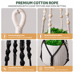 2 Pack Macrame Plant Hanger (Gray)- 90cm Cotton Rope Hanging Planter Basket with Beads, Boho Home Decor for Indoor Outdoor Plants