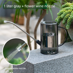 1L Gray Long Spout Watering Can with Shower Head - Clear Plastic Indoor Plant Waterer for Succulents, Balcony Garden, Precise Watering Tool