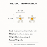 Mini Daisy Stud Earrings with Jewelry Gift Box - Cute Enamel Flower Earrings with Silver Needle, Lightweight Small Floral Earrings for Women and Girls - Top-Down View