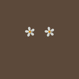 Mini Daisy Stud Earrings with Jewelry Gift Box - Cute Enamel Flower Earrings with Silver Needle, Lightweight Small Floral Earrings for Women and Girls