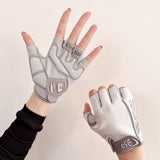 White Lightweight Cycling & Workout Gloves with Liquid Silicone Grip, Half Finger Fitness Gloves for Weightlifting, Gym Training, Cycling and Bar Exercises S Size