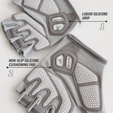 White Lightweight Cycling & Workout Gloves with Liquid Silicone Grip, Half Finger Fitness Gloves for Weightlifting, Gym Training, Cycling and Bar Exercises S Size