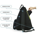 Black Pickleball Bag Backpack - Portable Paddle Bag for Pickleball, Tennis and Outdoor Sports with Multiple Pockets, Padded Compartment and Adjustable Shoulder Straps - Top-Down View