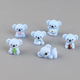 6-Pack Mini Koala Figurines - Cute 3D Resin Animal Ornaments, Assorted Designs for DIY Crafts, Desk, Car, Shelf and Small Decorative Displays