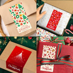 (Style 1) 50 Sheet Christmas Gift Sealing Sticker Set with 100 Stickers - 100 x 50 mm Rectangular Holiday Labels for Gift Boxes, Wrapping, Packaging and Envelopes