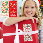 (Style 1) 50 Sheet Christmas Gift Sealing Sticker Set with 100 Stickers - 100 x 50 mm Rectangular Holiday Labels for Gift Boxes, Wrapping, Packaging and Envelopes
