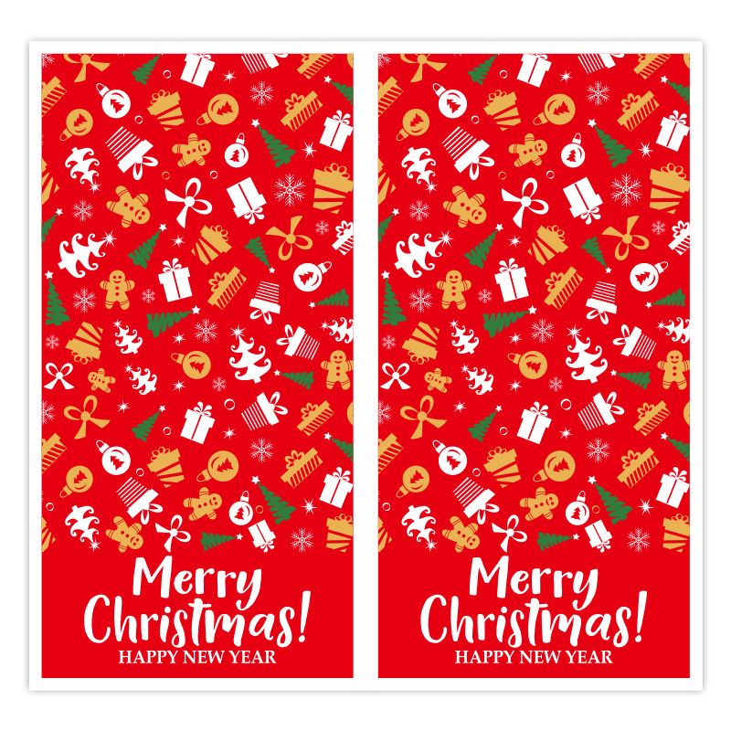 (Style 2) 50 Sheet Christmas Gift Sealing Sticker Set with 100 Stickers - 100 x 50 mm Rectangular Holiday Labels for Gift Boxes, Wrapping, Packaging and Envelopes