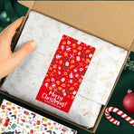 (Style 2) 50 Sheet Christmas Gift Sealing Sticker Set with 100 Stickers - 100 x 50 mm Rectangular Holiday Labels for Gift Boxes, Wrapping, Packaging and Envelopes