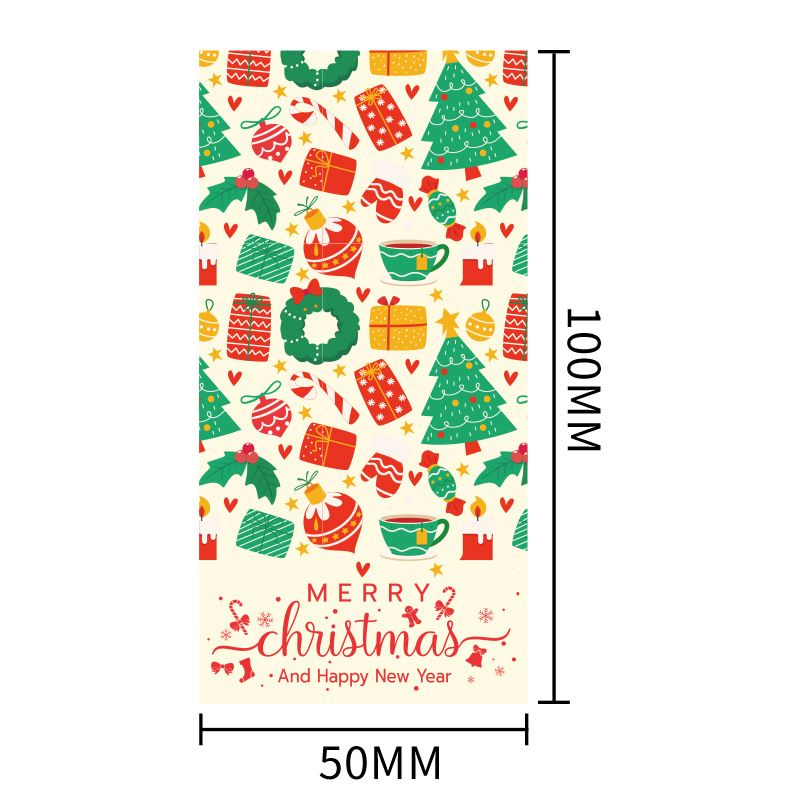 (Style 2) 50 Sheet Christmas Gift Sealing Sticker Set with 100 Stickers - 100 x 50 mm Rectangular Holiday Labels for Gift Boxes, Wrapping, Packaging and Envelopes