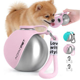 Creative Portable Outdoor Pet Water Bottle - Stainless Steel Dog Water Cup with Dispenser Bowl for Travel Hiking Walking - Top-Down View