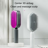 Self Cleaning Hair Brush for Women - One-Key Cleaning, Airbag Scalp Massage, Anti-Static Comb for Home & Travel Use - 45-Degree Angle