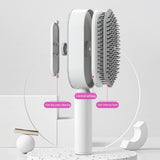 Self Cleaning Hair Brush for Women - One-Key Cleaning, Airbag Scalp Massage, Anti-Static Comb for Home & Travel Use - Rear View