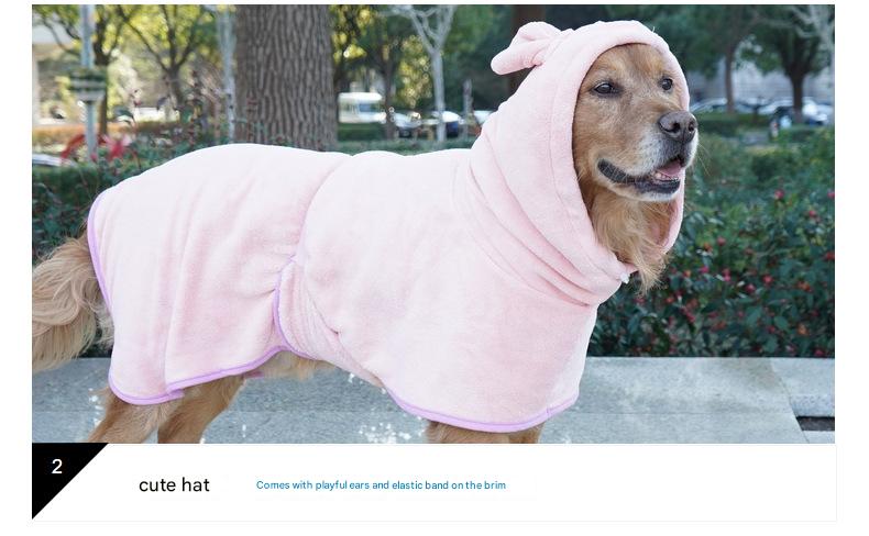 Blue Hooded Dog Bathrobe - Super Absorbent, Adjustable Fit, Cozy Pet Towel (Size : L)