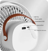 White Portable Outdoor Tripod Fan – USB Rechargeable Camping Fan with Remote Control, Folding & Adjustable for Outdoor Activities and Travel - Top-Down View
