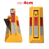 Triangle Lockable Parking Barrier Fold Down Vehicle Security Car Parking Lock Safety Reflective Stripe Barrier - Top-Down View