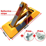Triangle Lockable Parking Barrier Fold Down Vehicle Security Car Parking Lock Safety Reflective Stripe Barrier - Low Angle