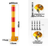 Red Parking Bollard locker Barrier Key Alike lock Fold Down Vehicle - Front View