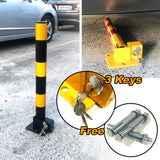 Fold Down Vehicle Security Car Parking Lock Safety Barrier Bollard Locker Barrier -Black - Rear View